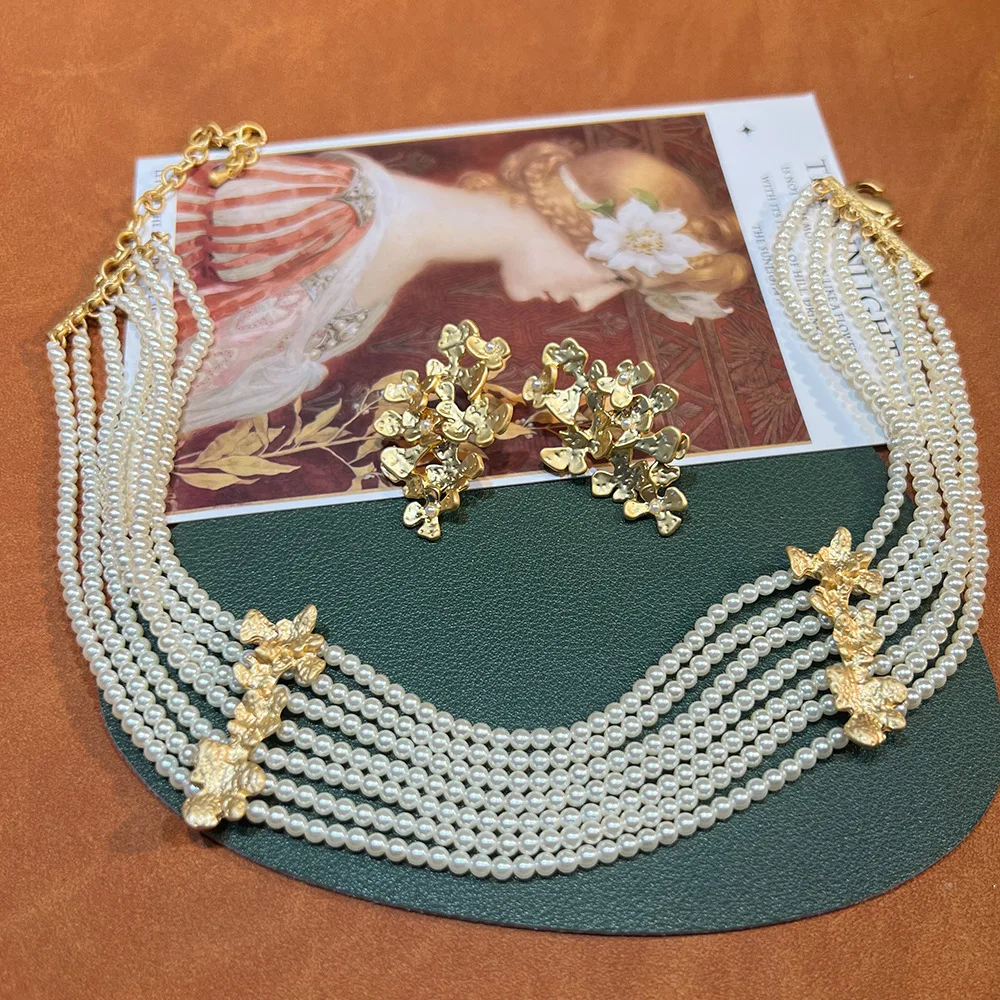 

Новые французские бусины из проса, 7-слойная цепочка на ключицу, изысканная элегантность, ретро, высокий смысл, универсальные серьги-колье из стеклянных бусин