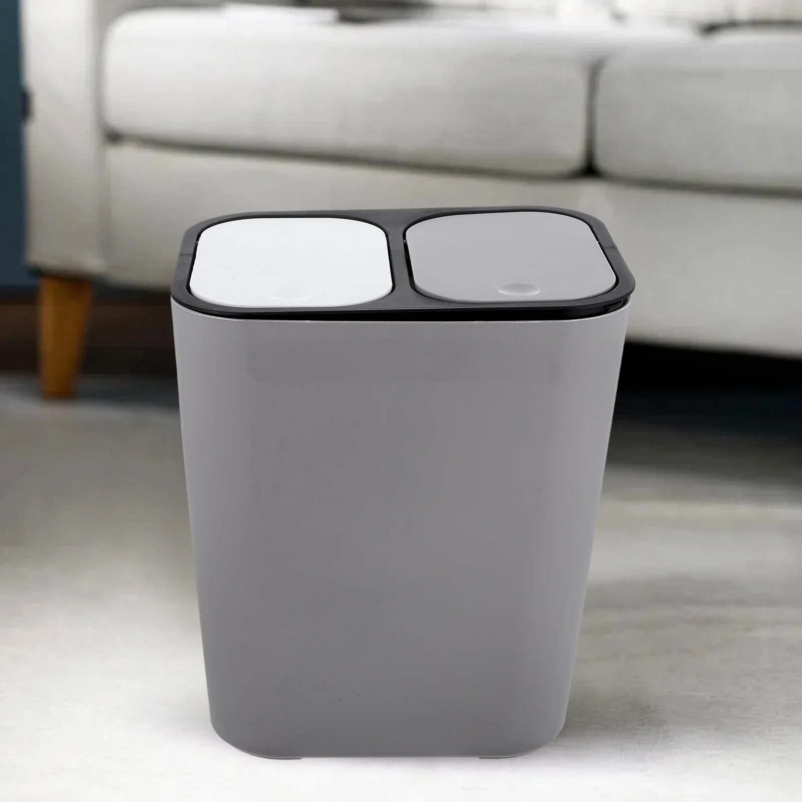 

Dry and Wet Separation Trash Can Compartment Kitchen Recycle Bin Abs Dual Office