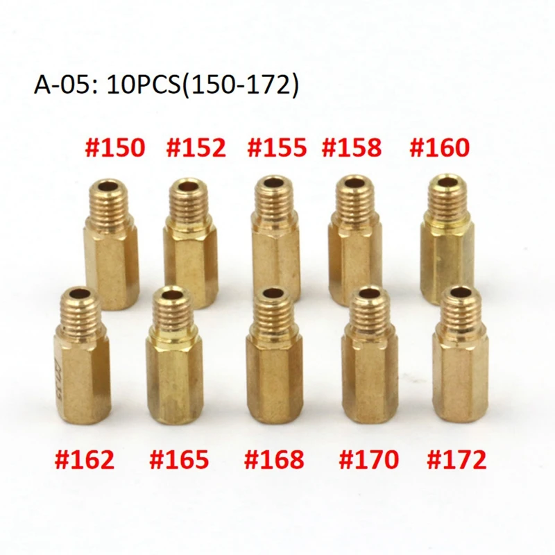 10PCS (100-122) Motorcycle Main Fuel Injector Nozzle for Keihin FCR Hex OKO KOSO PE PWK Carburetor