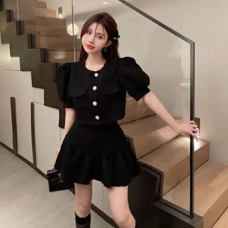 Bureau femme tenues Festival Vintage haut et bas vêtements tendance 2025 Y2k Streetwear corée complet femmes deux jupe pièce ensemble