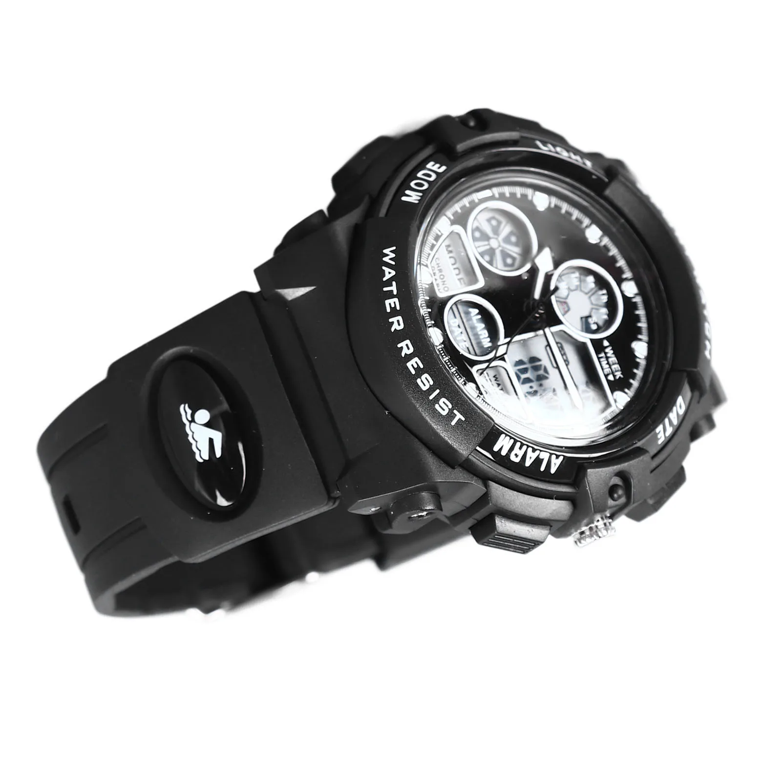 ساعة إلكترونية رقمية للأطفال بطول 50 مترًا مقاومة للماء وشاشة مزدوجة للأطفال رياضية خارجية وخفيفة الوزن ومتينة #3