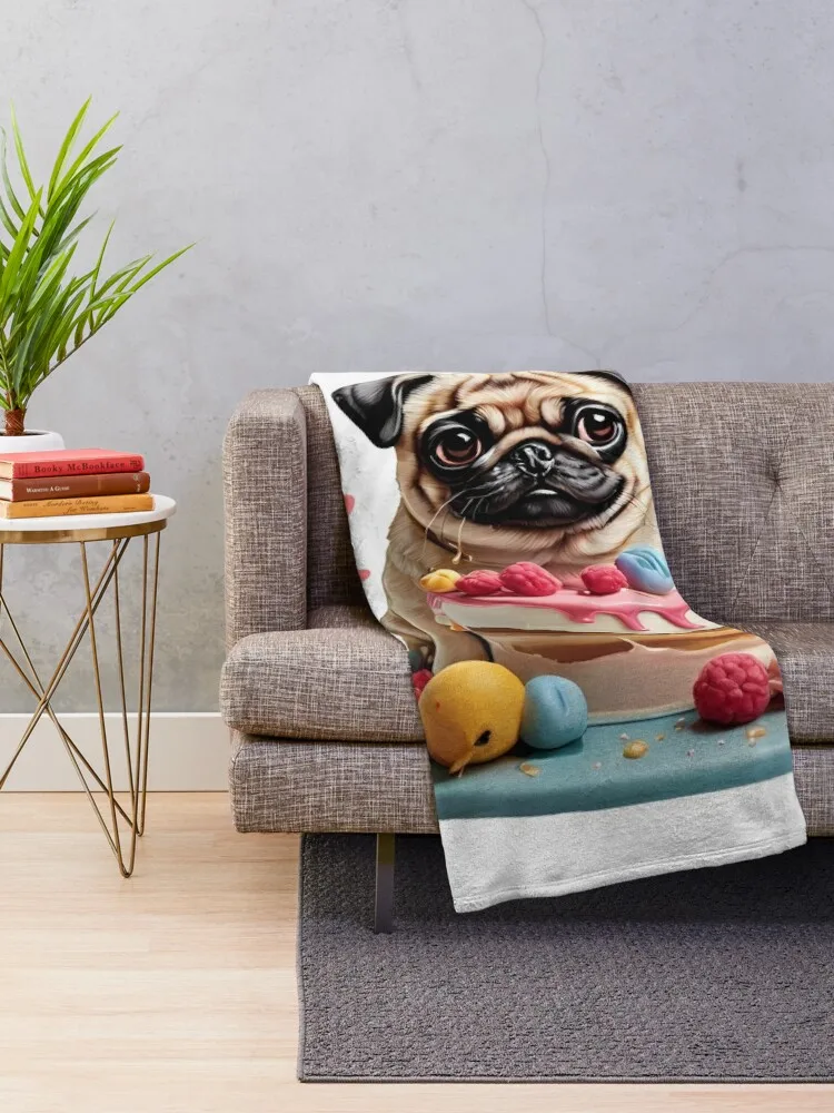 profiteroles pug Throw Blanket Cute Plaid halloween christmas gifts Blankets