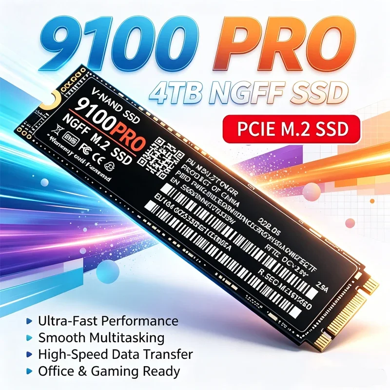 SSD M.2 NGFF 9100PRO portátil, SSD interno PCIe 4.0 2280, armazenamento de alta velocidade de 500 GB/1 TB/2 TB/4 TB para portáteis e computadores de secretária.