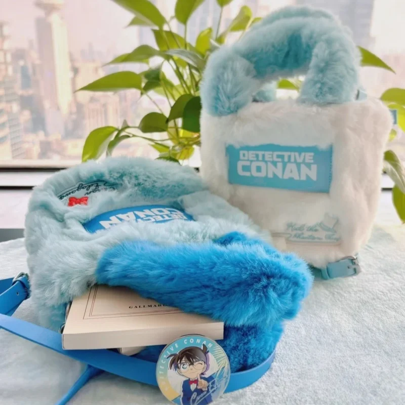 Anime Detective Conan Autumn Winter Plush Casual Handbag Fashionable Tote Shoulder Bag Large capacity Cute Crossbody Bag Gifts