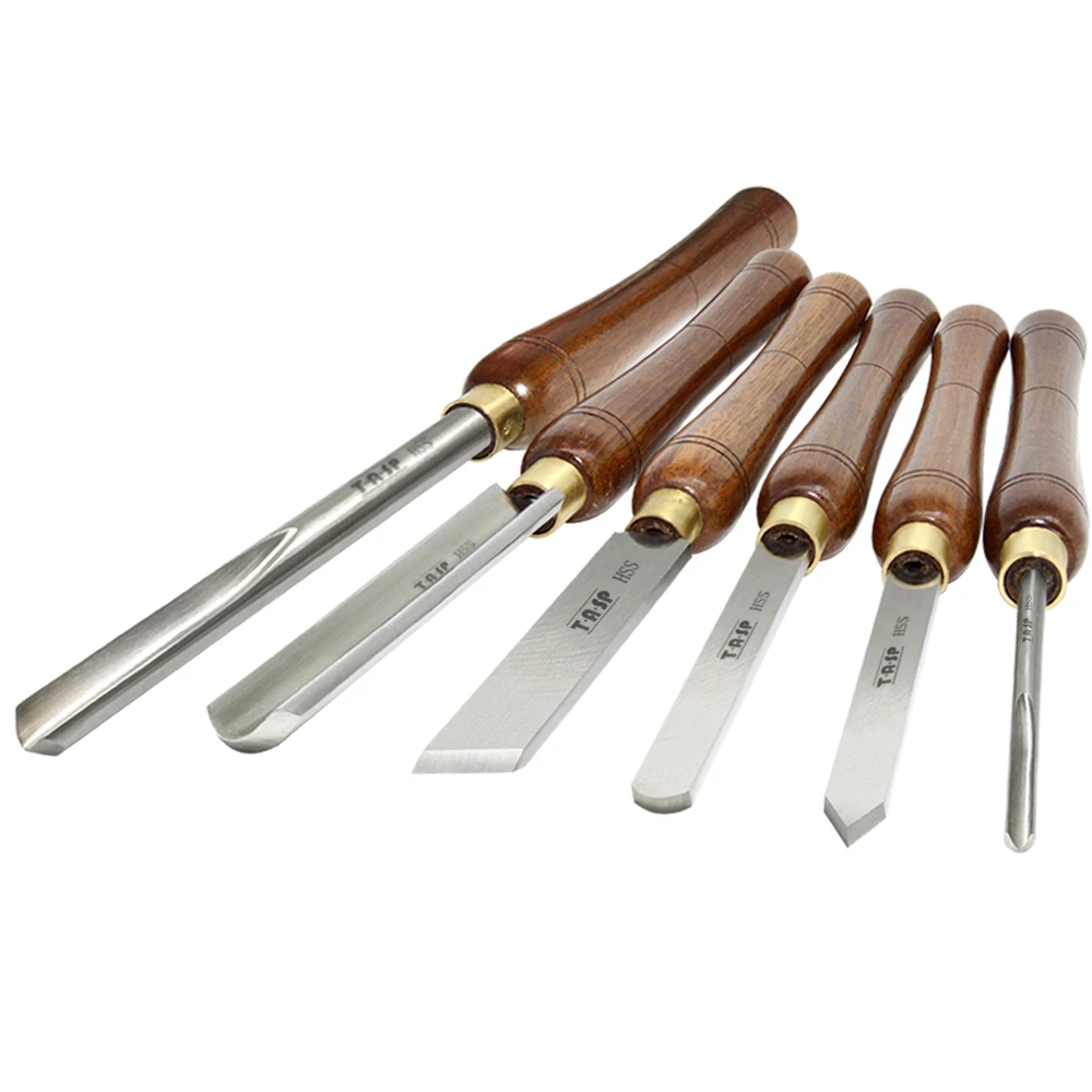 

6pcs HSS Woodturning Tool Set Wood Lathe Turning Chisels Bowl Gouges Lathe Accessories with Walnut Hanlde for Woodworking