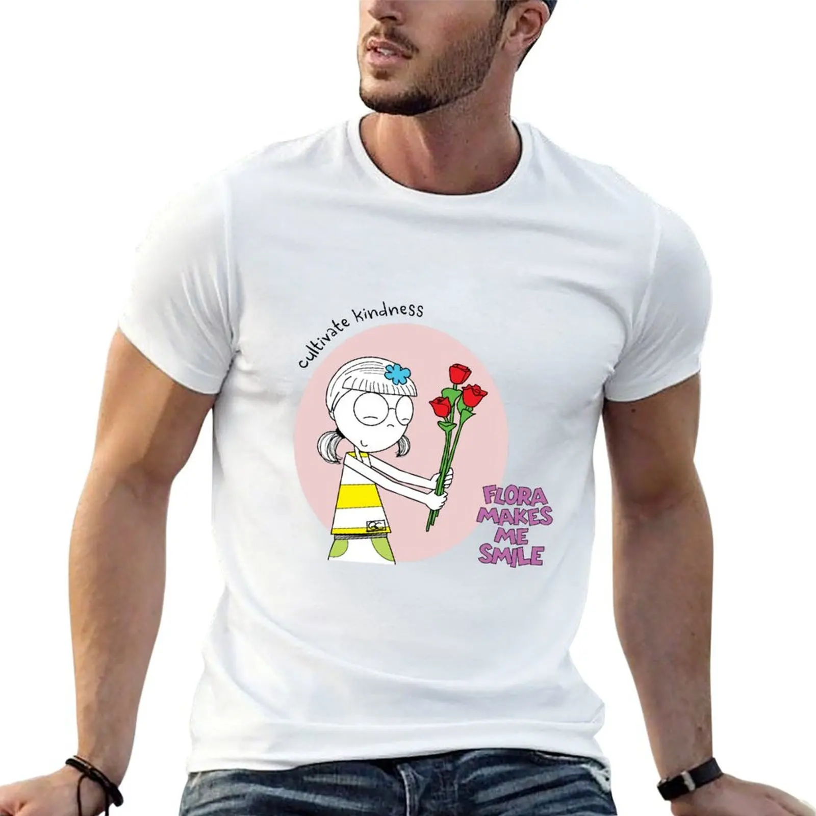 

FLORA MAKES ME SMILE - CULTIVATE KINDNESS T-Shirt black cotton t-shirt plain for man package cotton tshirt 100% T-Shirt