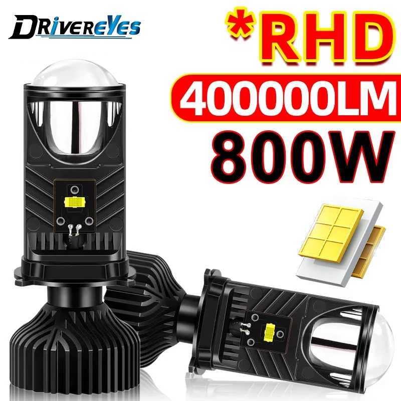 

H4 LED Projector Lens RHD 800W 400000LM Mini Lenses 2PCS Car Headlight Bulbs CSP Chip STG High Low Beam Canbus Auto Lamp 12V 24V