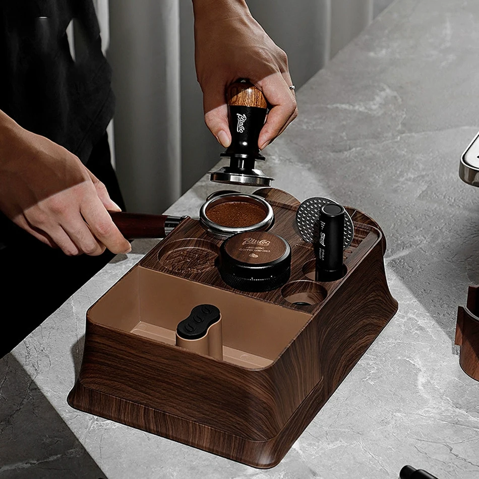 

51-58 мм держатель портафильтров для кофе из АБС-пластика, коробка для взбивания кофе, коврик для тампера для эспрессо, подставка 2 в 1, аксессуары для кофе для бариста