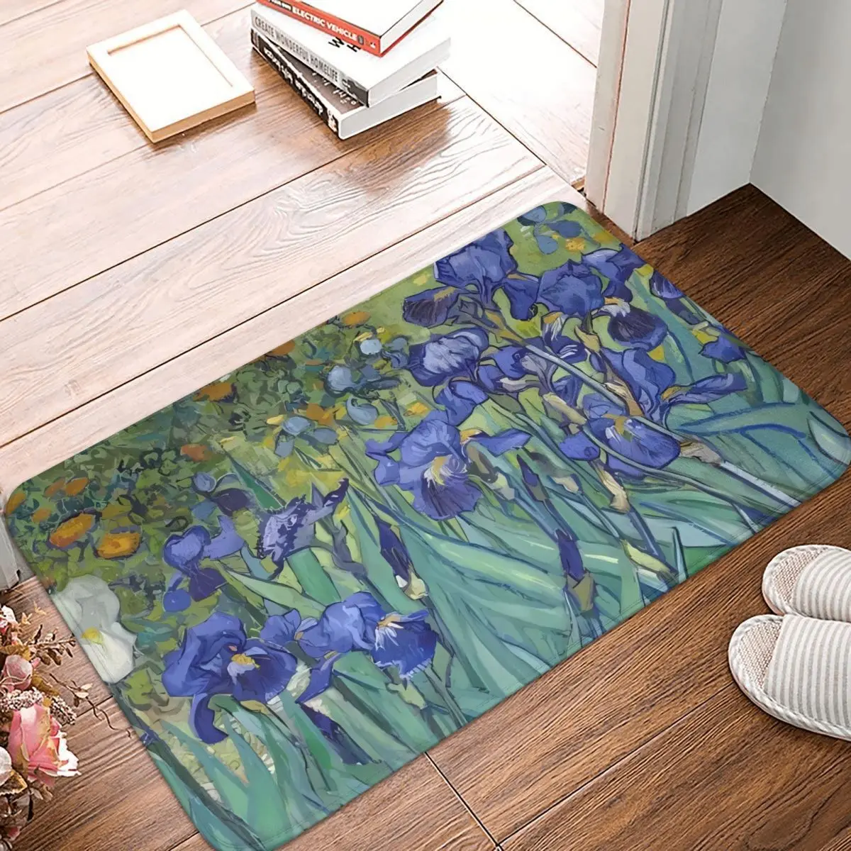 Irises By Vincent Van Gogh Bath Mat Bathroom Rug for Shower Home Entrance Absorbent Absorbent Floor Mat Non Slip Toilet Mat