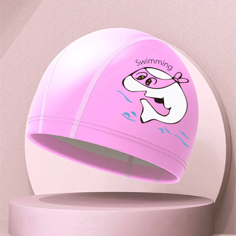 Gorro de baño con estampado de dibujos animados para niños y niñas, gorro de baño de Pu, impermeable, protector, cosas para bebés, 2024