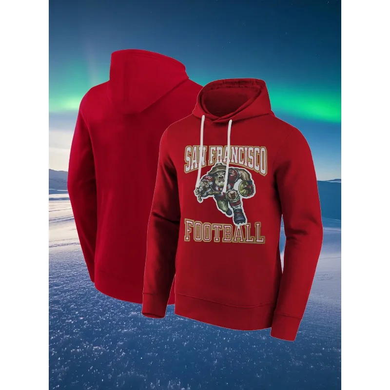 

Men's Fleece Hooded San Francisco Football Hoodies with Drawstring & Kangaroo Pocket,Unisex Style Regular Fit Casual Sportswear