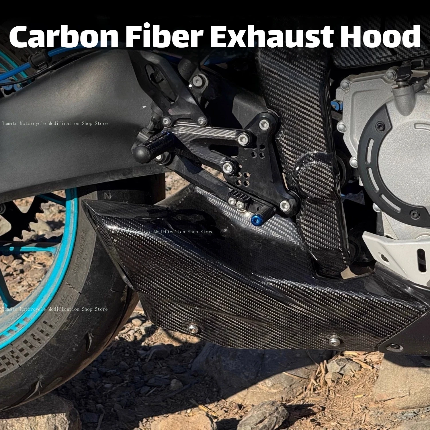for CFMOTO 675SR 675SS  Modification Carbon Fiber Exhaust Hood, Anti-scald Protective Cover, Exhaust Heat Insulation Cover