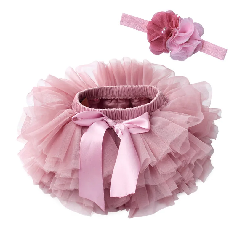 Baby Girls Tulle Tutu Bloomers Infant Newborn Diapers Cover 2pcs Short Skirts+Headband Set Girls Skirts Rainbow Baby Skirt