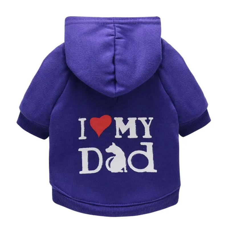 Winter Dog Clothes I Love My Dad Dog Coat Fleece Warm Puppy Jacket Pet Hoodies For Chihuahua Yorkie French Bulldog Pet Clothing