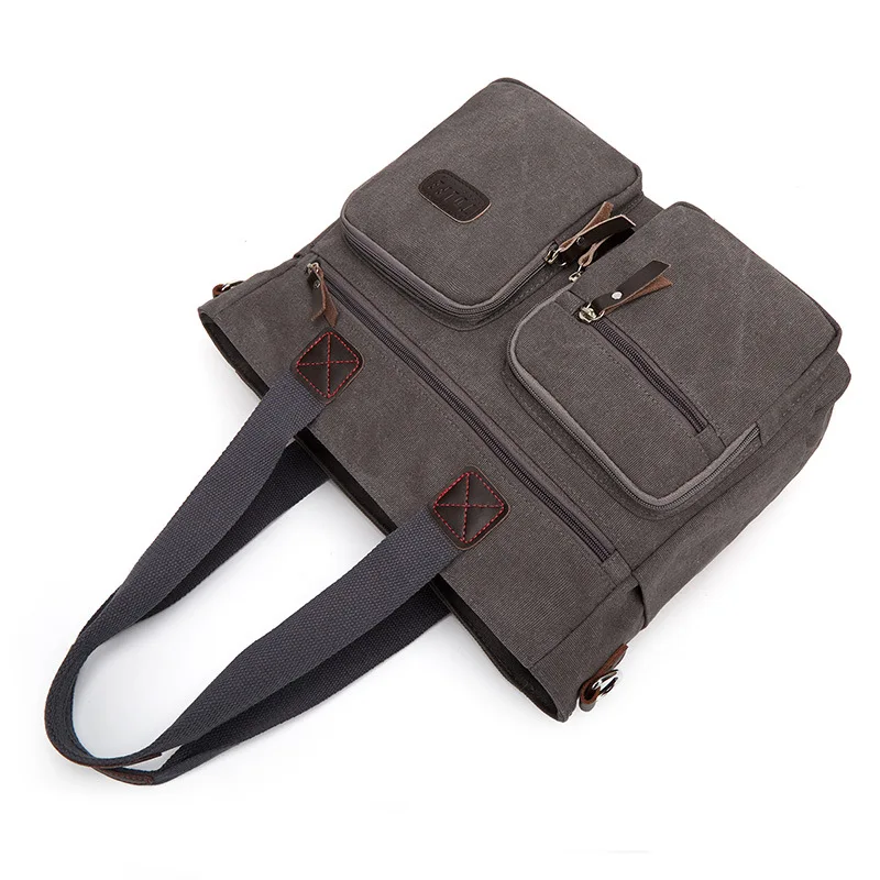 Borse a tracolla in tela per uomo Business Casual Valigetta con manico in pelle Borsa per laptop a tracolla vintage di grande capacità