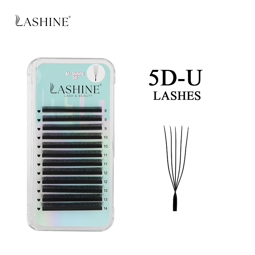 Lashine-extensión de pestañas YY 3D 4D 5D en forma de U, pestañas YY de 0,07mm, pestañas de abanico prefabricadas paralelas súper suaves, herramientas de maquillaje rizadas C/D