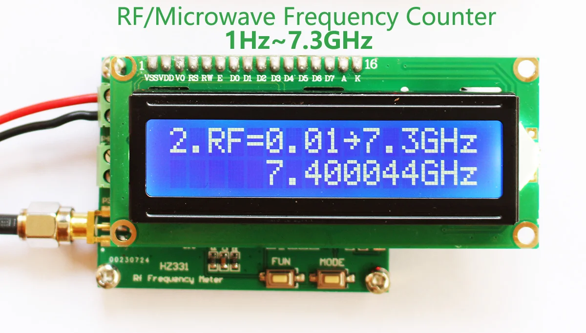 HZ331 HF RF frequency meter counter 2.4G 3G 5.8G 6G 7G 1Hz~7.3GHz low /high frequency signal  500 kHz pulse accumulator