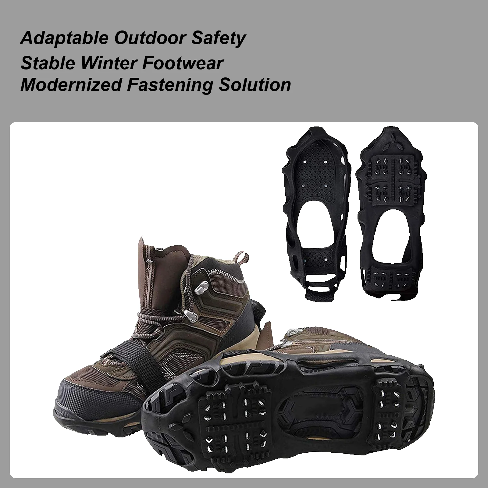 مرابط ثلج ذات 24 سنًا للأحذية، أقصى مسامير تثبيت للثلج والثلج، مقابض شديدة التحمل مضادة للانزلاق للمشي لمسافات طويلة في الشتاء والمشي