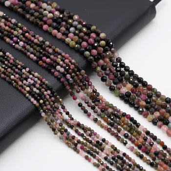 2/3/4 ミリメートル天然石ビーズファセットトルマリンスペーサービーズジュエリーメイキングのために diy 女性ブレスレットネックレスアクセサリー