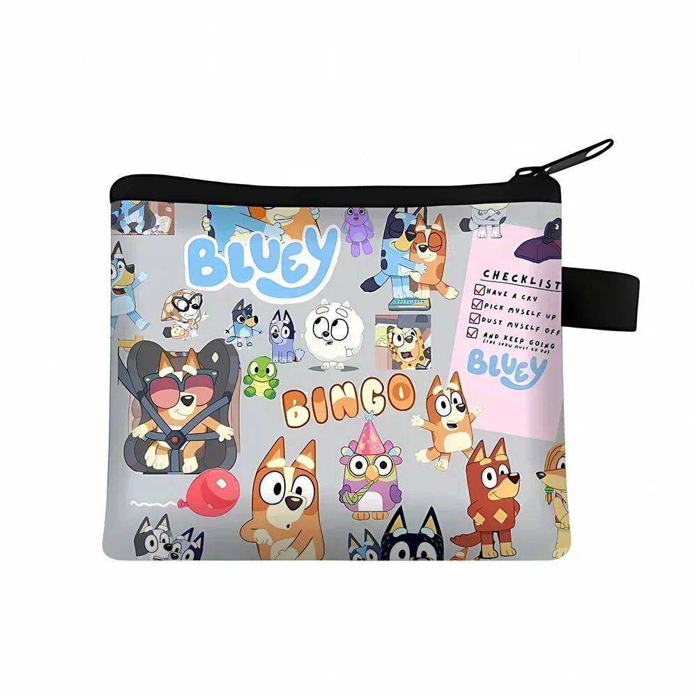 New Bluey Kids Cartoon Coin Purse Anime Cartoon Bluey Bingo Printed Coin Key Storage Bag Wallet Portable Card Holder Gifts