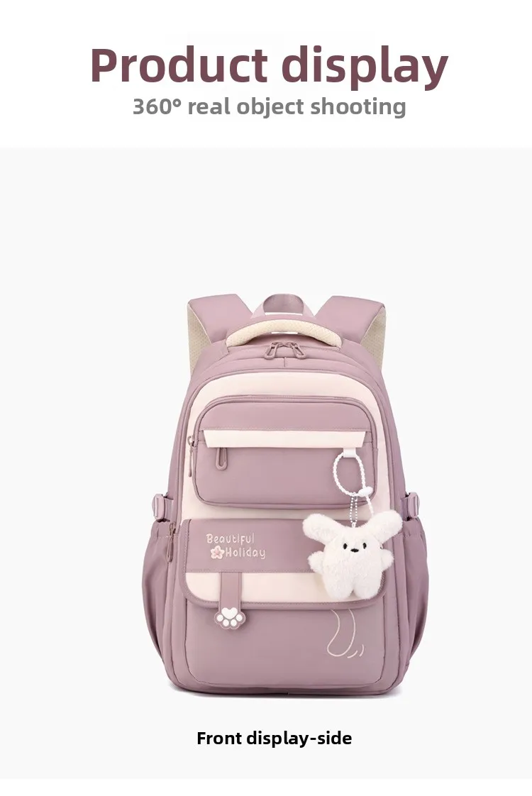 Middle School Backpack for Girls Large Capacity Bookbag Lightweight Fashion Student Backpack Simple Modern School Bags for Teens