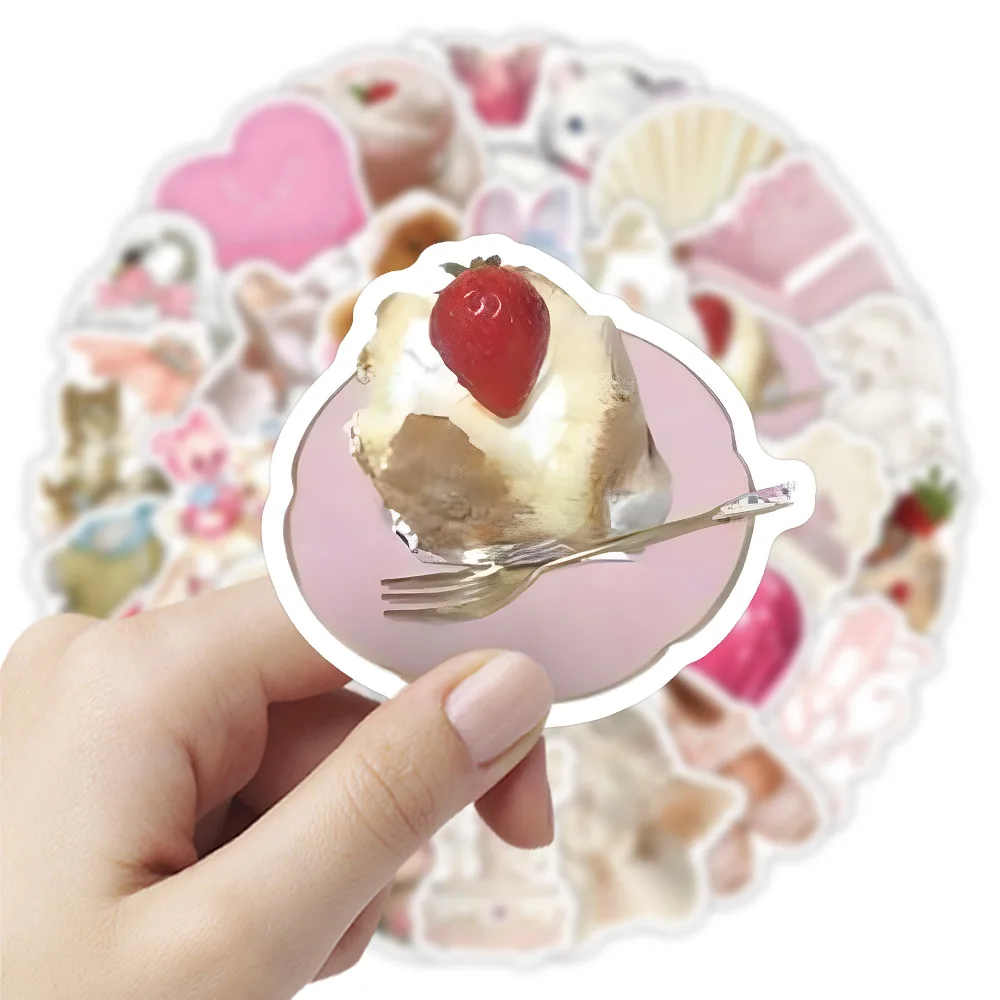 60pcs Pink Aesthetic Ins Style Girly Heart Graffiti Material Sticker Gu Card Decorative Hand Ledger Water Cup Suitcase