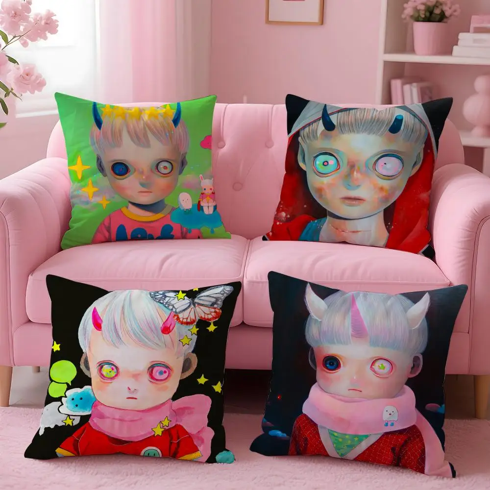 Artist H-Hikari Shimoda Cushion Cover Breathable Linen Pillowcase Summer Odorless Eco-Friendly Invisible Zipper Washable