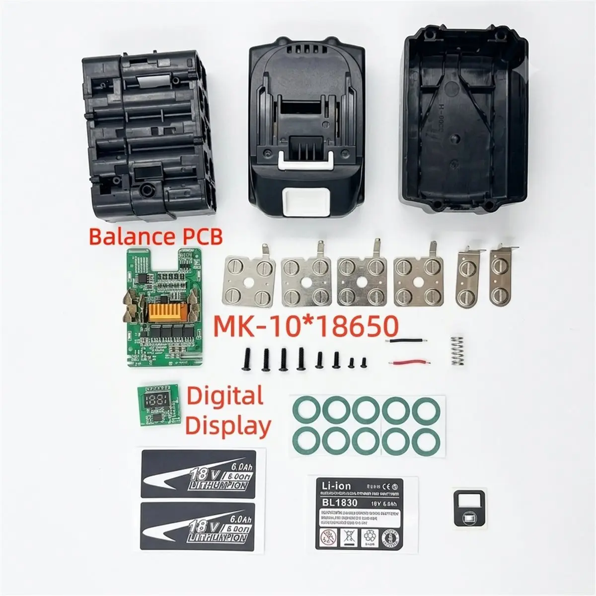 BL1830 Battery Case for 18V DIY 1860 1850 Shell Box with PCB Board Charging Protection LED Digital BL1840