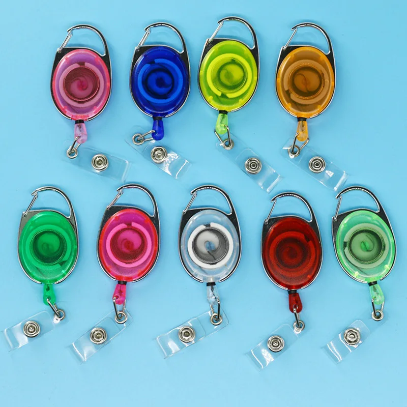 Retractable Badge Holder,10Pcs Vertical Style Clear Id Card Holders Badge Reel Clips In 10 Colors