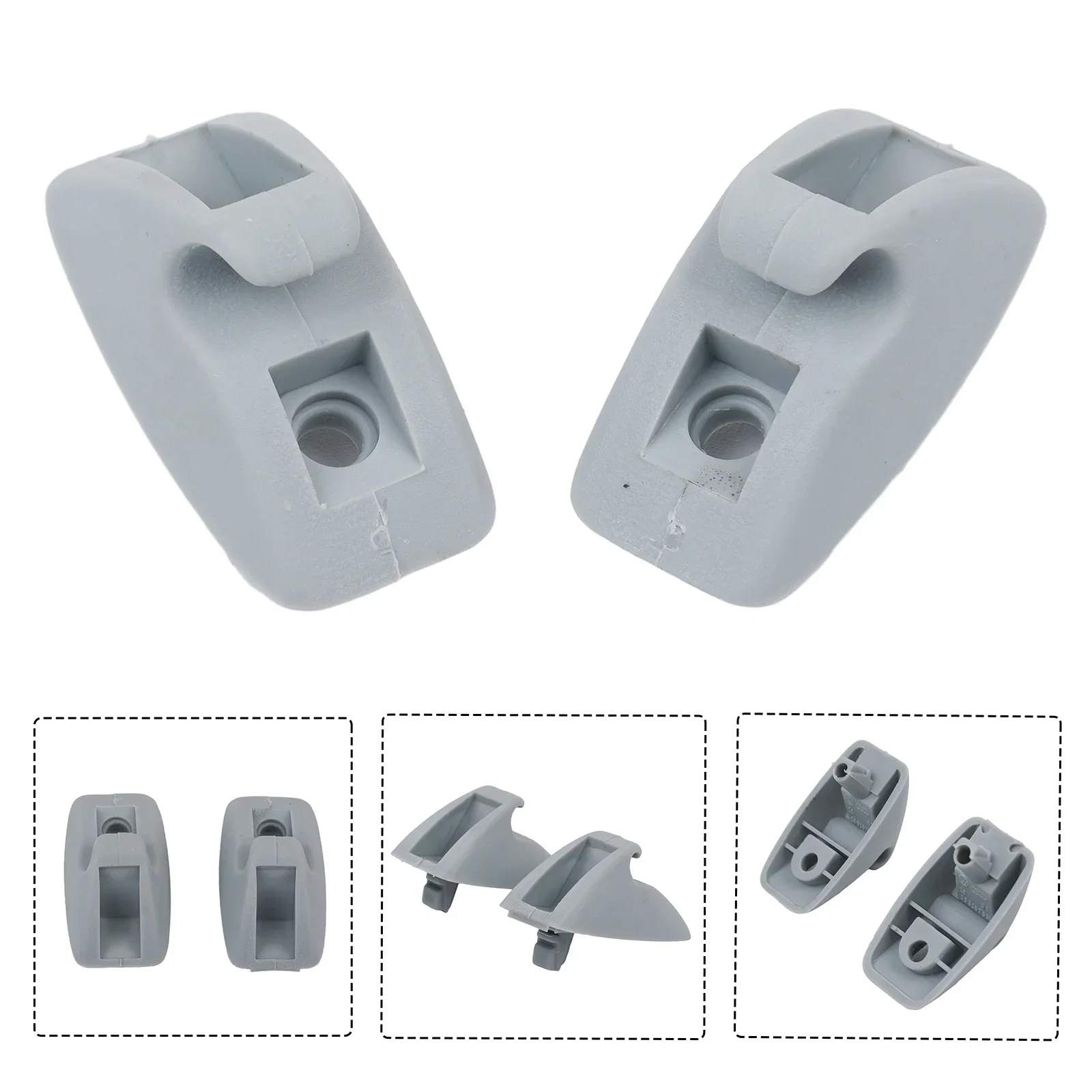 Brand New High Quality Practical Sun Visor Clip Accessories Gray Sun Visor Support Clip Plastic Retainer Hanger 191857559 2Pcs