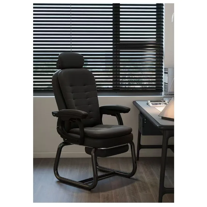 Office chair bow chair home seat computer chair comfortable sedentary desk chair reclining back chair fixed legs