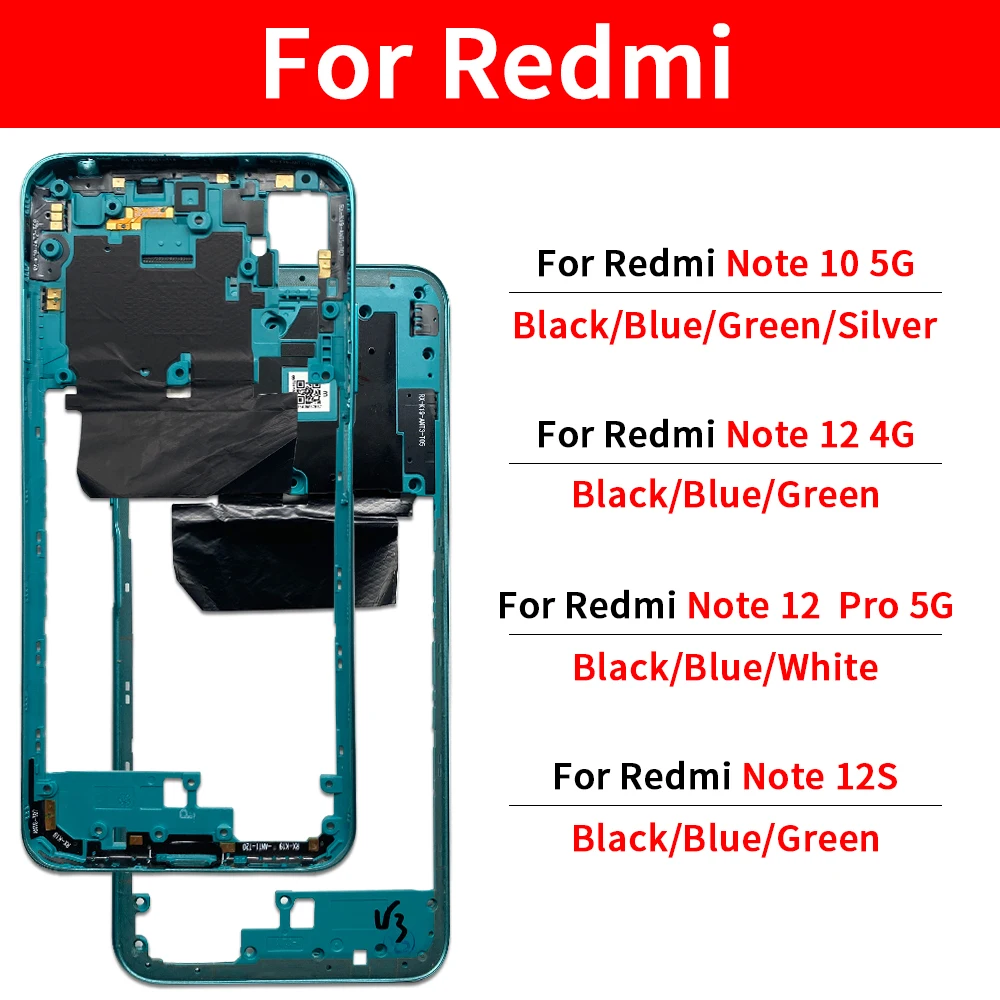 New For Xiaomi Redmi Note 12S 12 Pro 5G / Redmi Note 10 5G Housing Middle Frame Bezel Middle Replacement Parts Middle Frame
