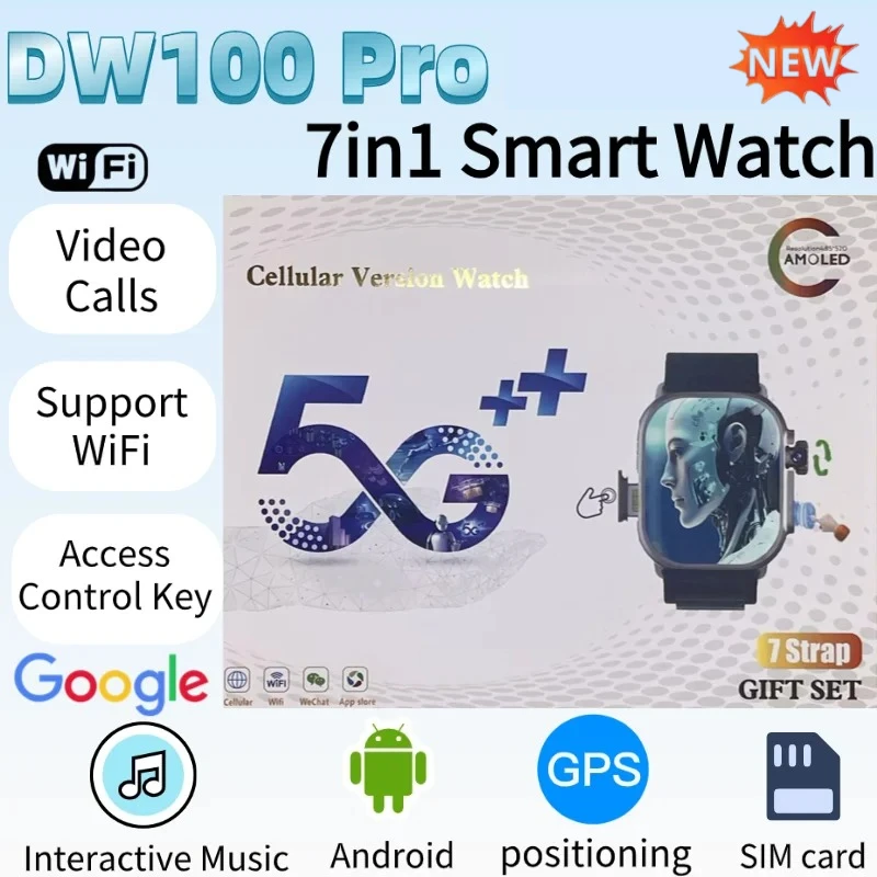 

2026 DW100 Pro 4G LTE Smartwatch Android OS 2.29 Inch AMOLED Display Global Roaming HD Video Chat Bluetooth 5.0 GPS Navigation