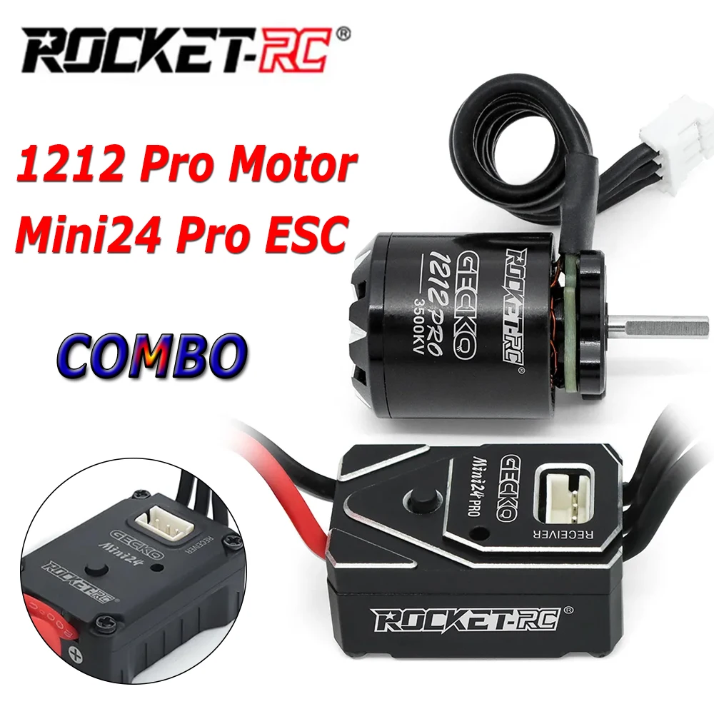 

Бесщеточный мотор ROCKET-RC 1212 Pro и комбо-контроллер Mini24 Pro ESC 2-3S для радиоуправляемых краулеров 1/18 TRX4M FCX18, 1/24 SCX24, FMS FCX24