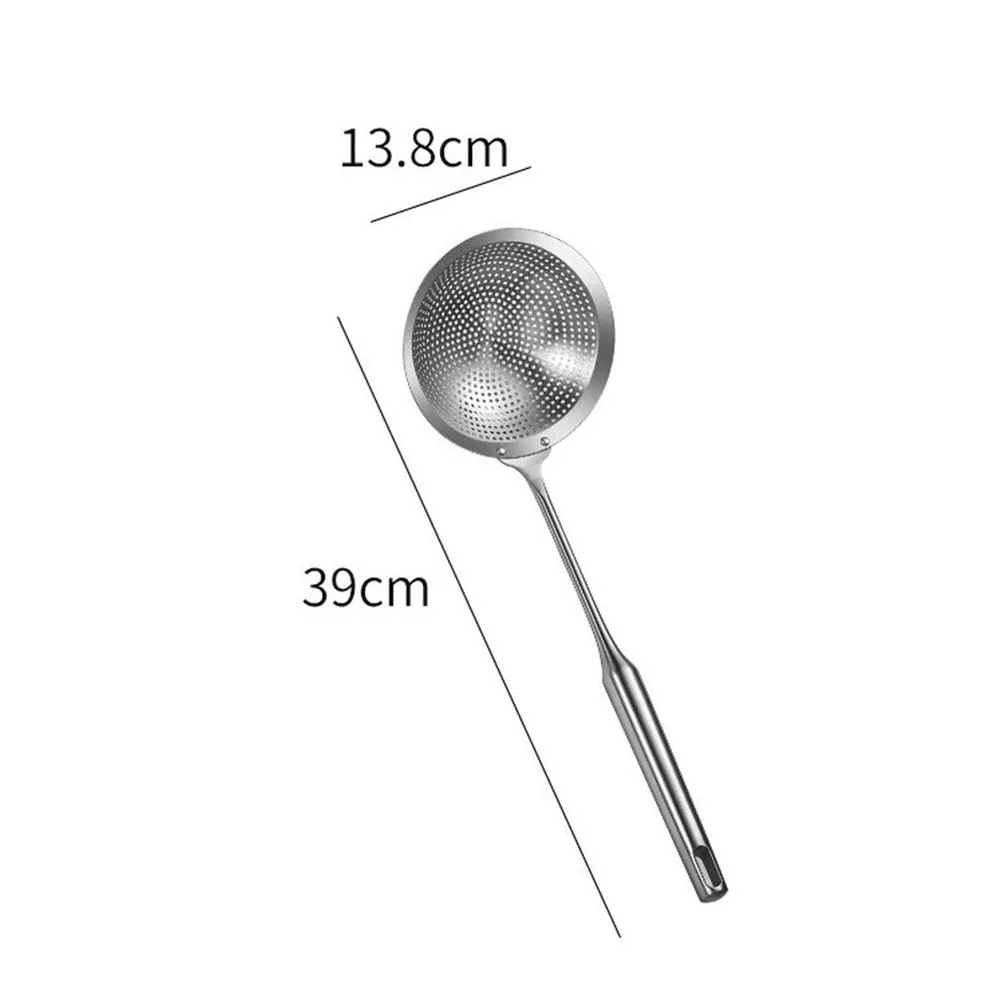 304 Stainless Steel Colander Skimmer with Ergonomic Heat Resistant Handle Designed for Straining Fried Foods and Vegetables