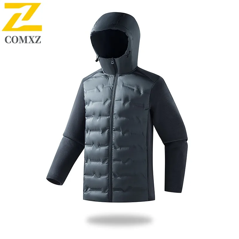 COMXZ Brand Men Short Down Jacket Hooded Commuting Office Ultra Light Puffer Jacket Korean Fashion Self-cultivation Winter Coat