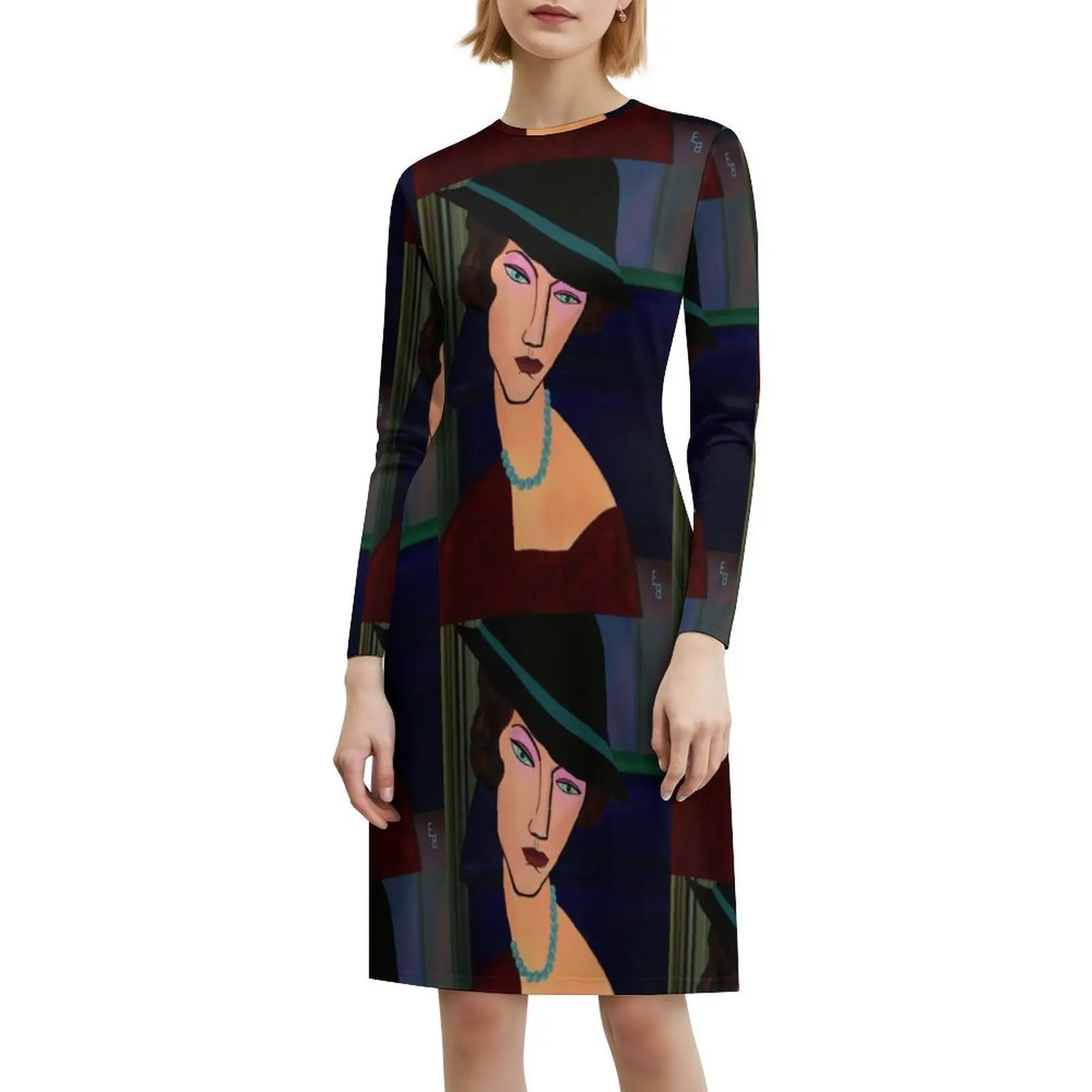 Fredi повседневное платье в корейском стиле для женщин, простые повседневные офисные женские платья, платье Modigliani Jeanne Hebiuterne Hat