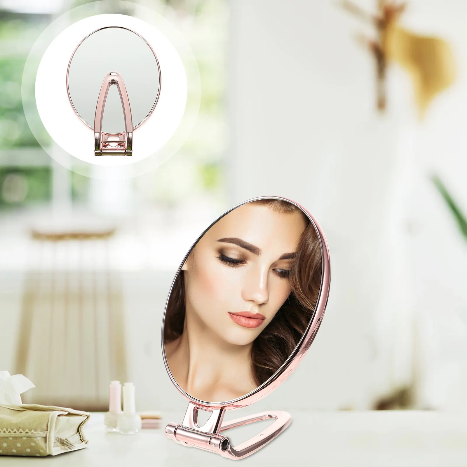

Handheld Makeup Mirror Double Sided with Magnifying Function Smooth Design Mirror for Eyebrow Trimming and Facial
