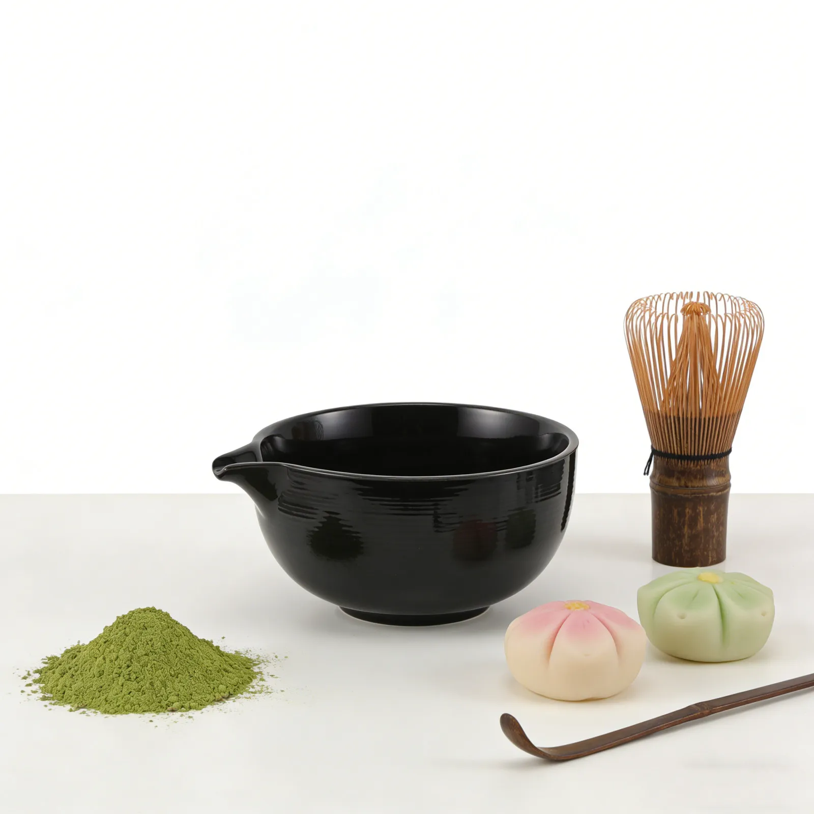 Tazón de Matcha de Cerámica con Boquilla, Tazón Tradicional Japonés para la Ceremonia del Té Verde, 550 ml, Boca Ancha, Fondo Profundo, Apto para Lavavajillas y Microondas