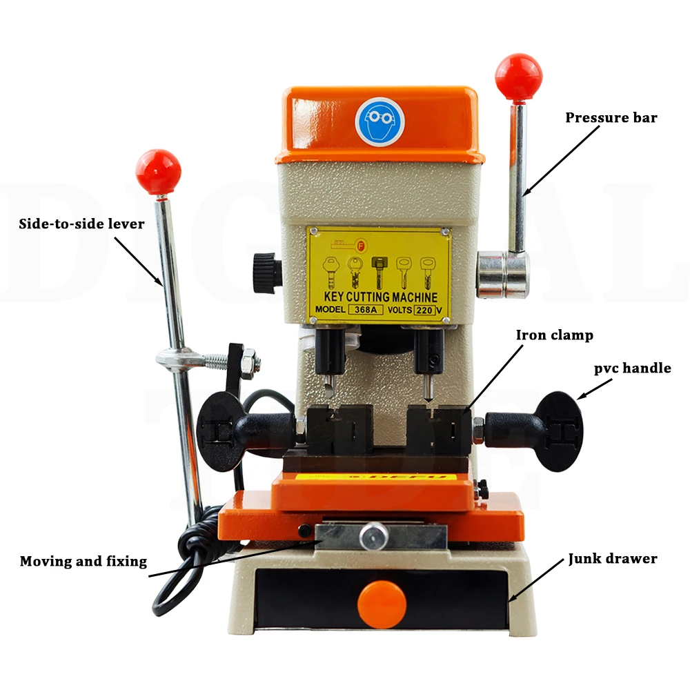 368A Car Key Cutting Copy Duplicating Machine Vertical Key Cutter Machine Car Door Key Drill Maker Locksmiths Tools Supply 220V