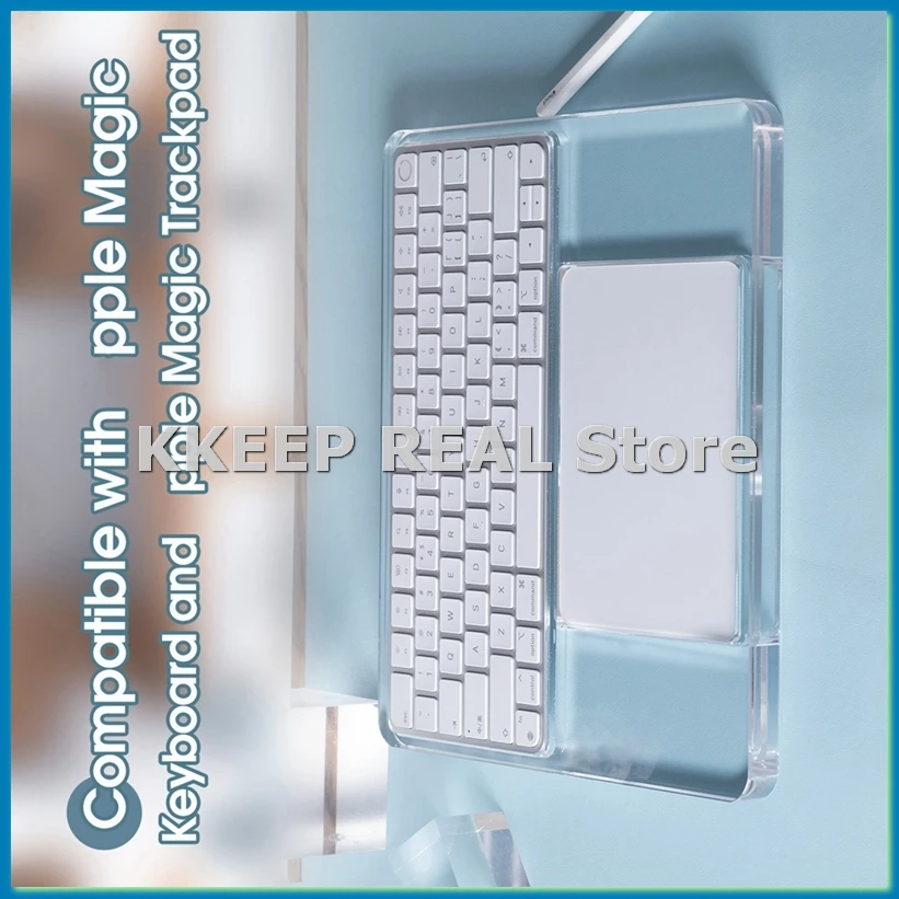 Keyboard Wrist Rest for 2023 Magic Trackpad 2/3 Keyboard Acrylic Stand Station Transparent Crystal Pad Bracket-VVNB