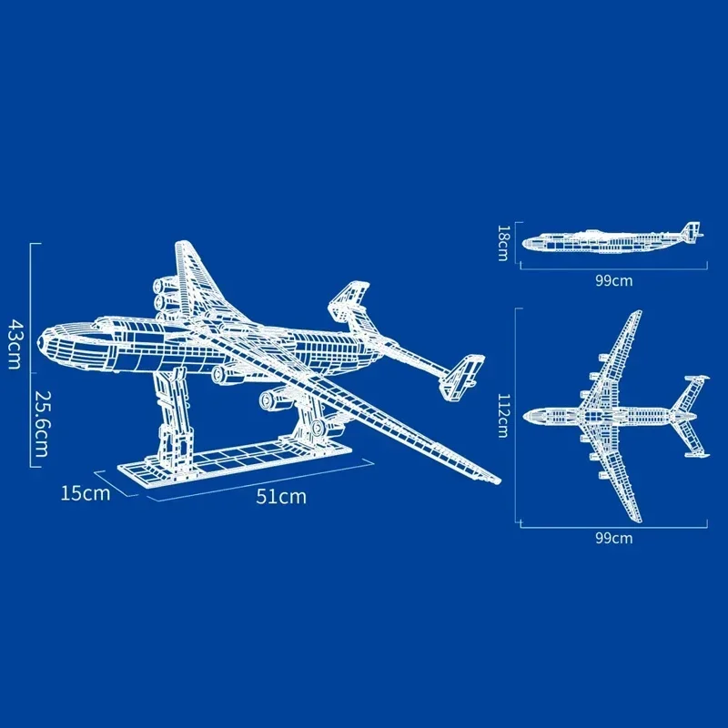 Moc blocos de construção grande aeronave de transporte An-225 modelo avião de aviação 57014 tijolos brinquedos 5350 pçs para crianças presente conjunto