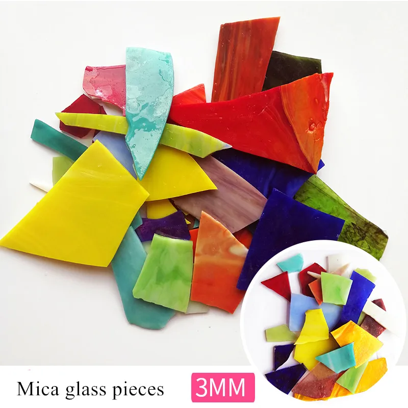 100g Irregular Church Mica Glass Mosaic Tiles Transparent Broken Glass Pieces for Craft DIY Wall Decorative Mosaic Materials