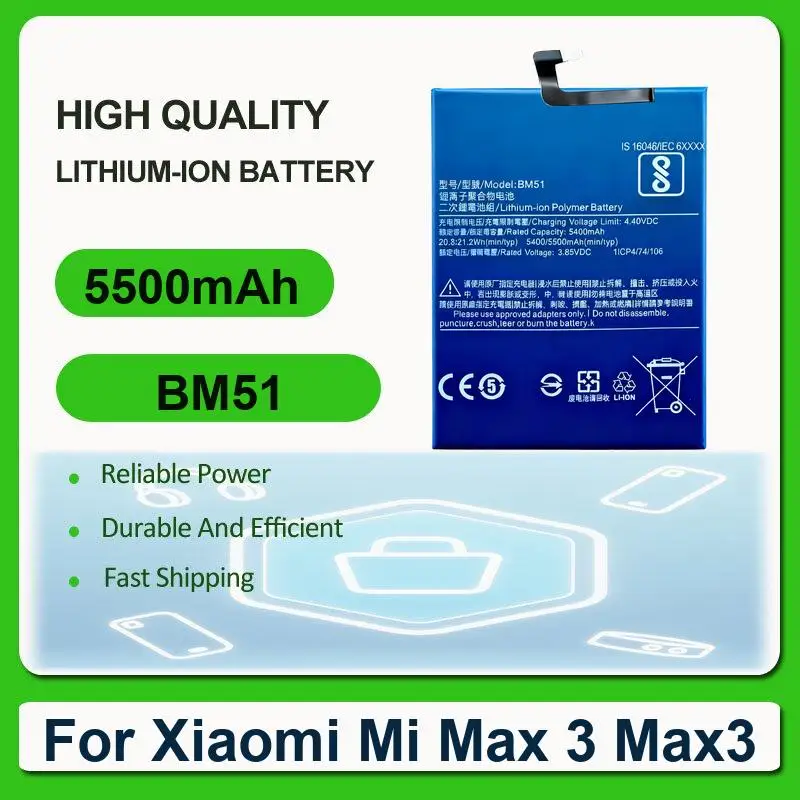 Battery For Xiaomi Mi Max 3 Max3 POCO M3 Play Pocophone F1 Black Shark 2 12 Pro Redmi 4 (2G RAM 16G ROM Edition) X7 5G 4c M4c