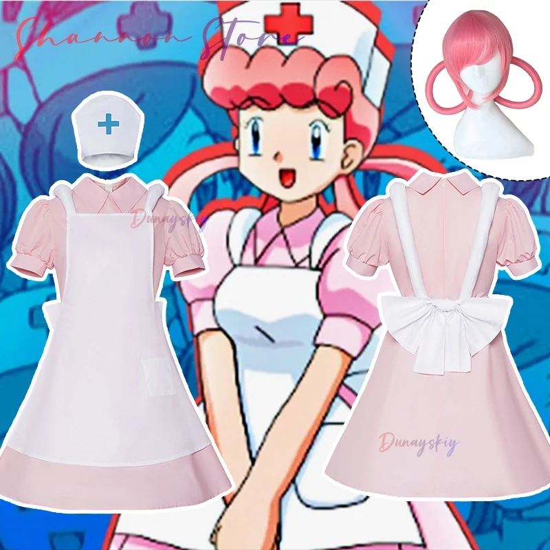 

Nurse Joy Cosplay disfrazAnime Nurse Uniform Maid Outfit Women's Dresses Halloween Role-playing Outfits Wig Shoes Prop Suits