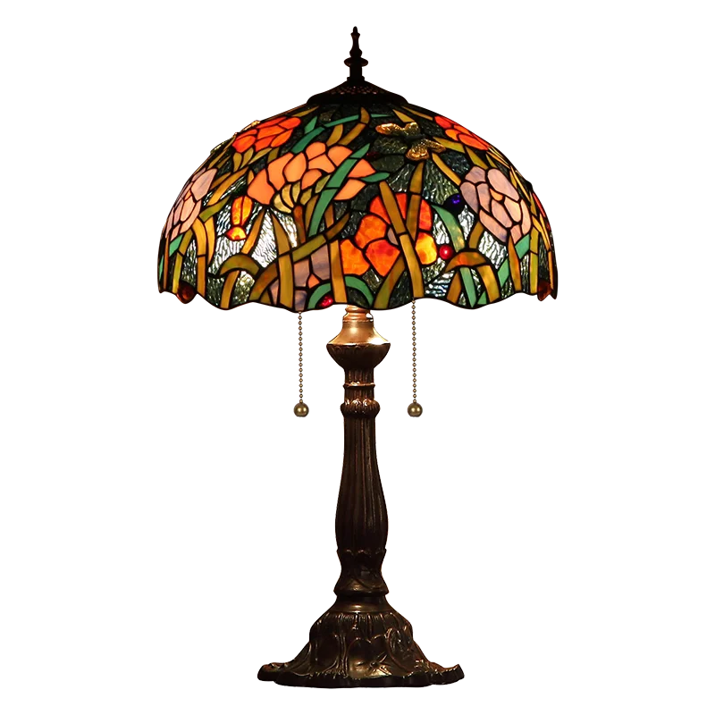 European Creative Tiffany Stained Glass Table Lamps Living Room Bedroom Bedside Restaurant Bar Hotel Decoration Desk Light E27
