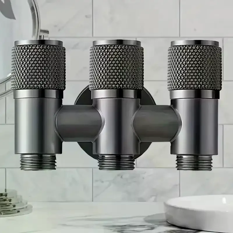 201Stainless Steel 3-Way Water Valve 1 Inlet 3 Outlets With Water-Stop Connector For Faucets Stainless Steel Inlet