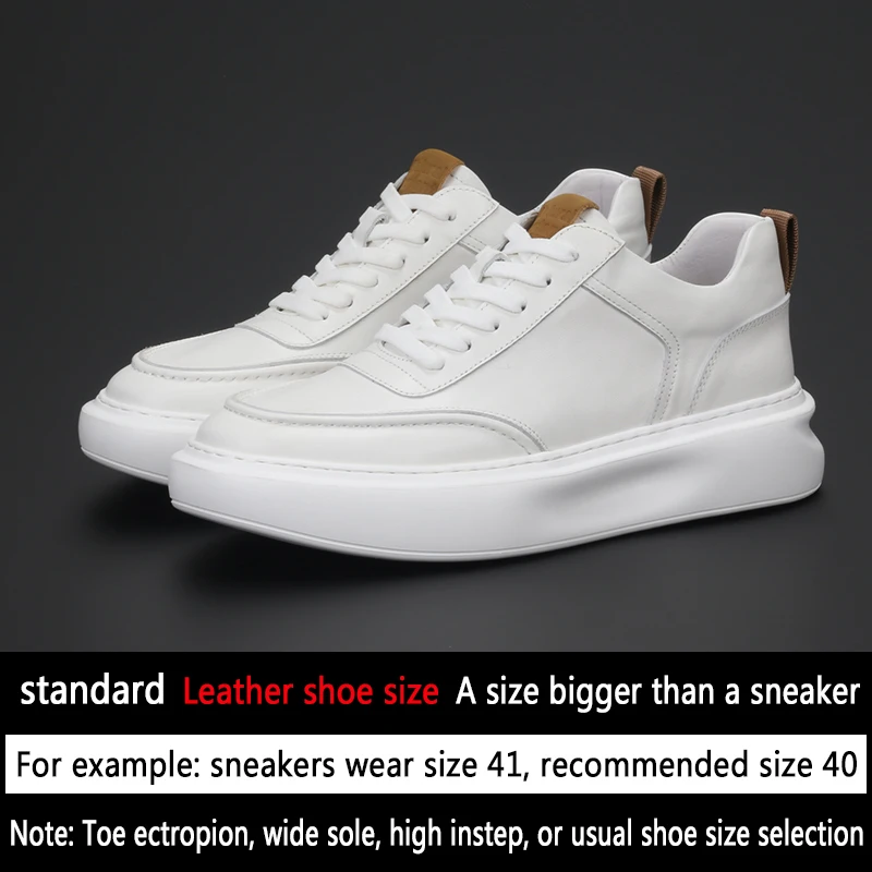 New white shoes leather low top tide shoes fashion cowhide breathable casual simple 100 take board shoes men