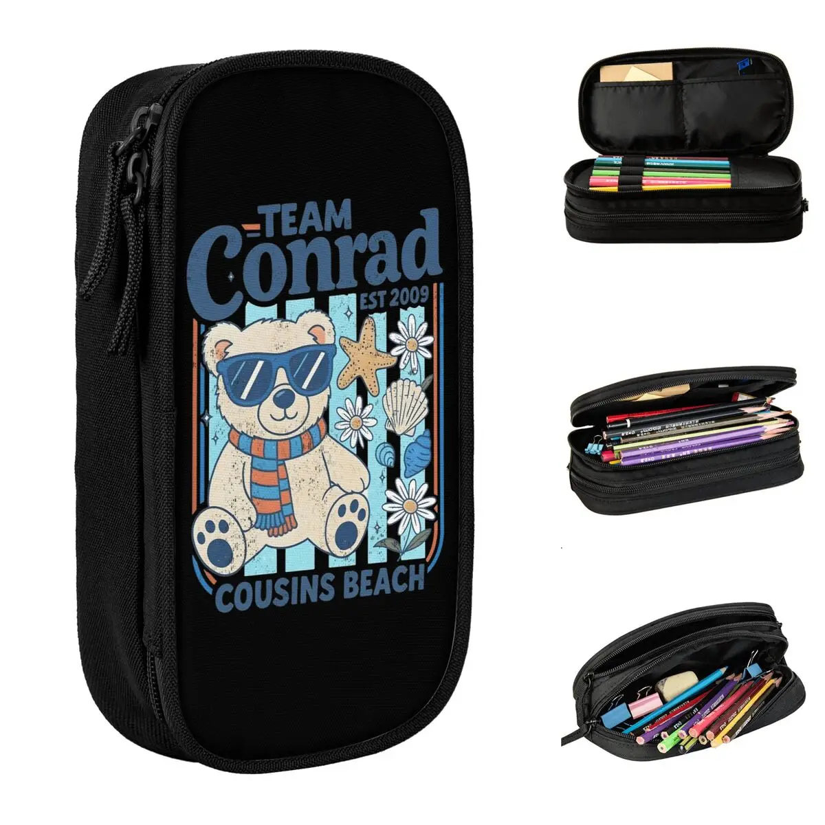 مقلمة Team Conrad Cousins Beach مقلمة الصيف التي تحولت إلى حقائب أقلام رصاص جميلة ذات سعة كبيرة لوازم أدوات مكتبية بسحاب #2