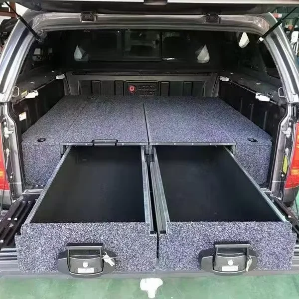 

Custom Pickup Truck Slide Out Storage Suv Box Black 4Wd Car Rear Waterproof Ute Drawers Ford F150 Rear Drawer System